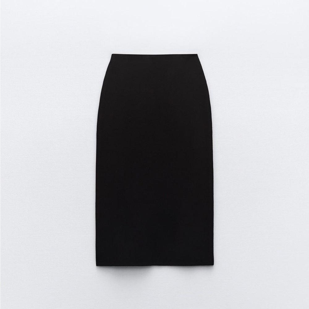 Zara Black Knitted Midi Skirt - Picture 6 of 10